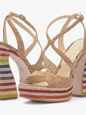 Jessica Simpson Dosia Strappy Rainbow Platform Dress Sandals 10.5
